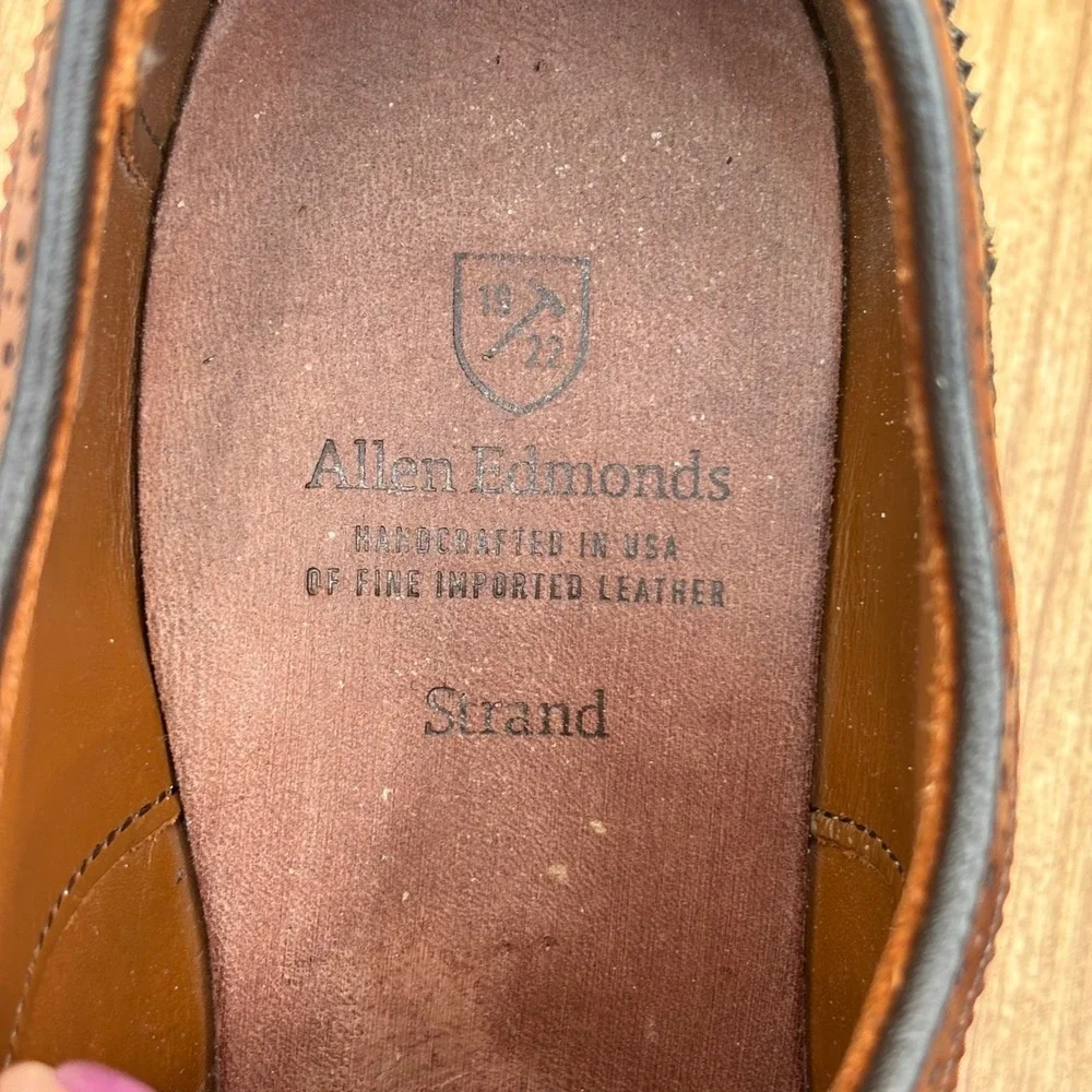 Allen Edmonds Strand Oxford Mens 9 D Brown Leather Brogue Cap Toe Dress Shoes